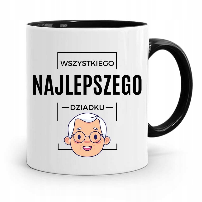 Kubek Czarny Dla Dziadka Wszystkiego Najlepszego Z Nadrukiem Ze Zdjęciem