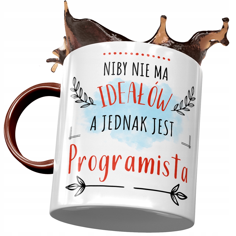 Kubek Bordowy Dla Programisty Niby Nie Ma Ideałów Z Nadrukiem Ze Zdjęciem