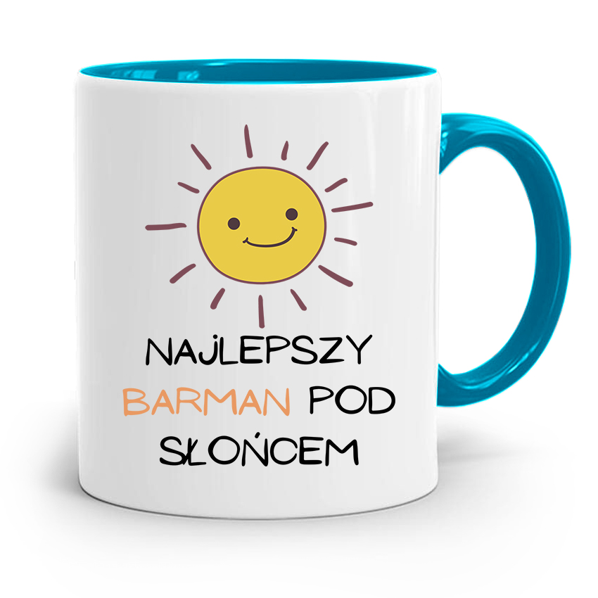 Kubek Błękitny Dla Barmana Najlepszy Pod Słońcem Z Nadrukiem Ze Zdjęciem