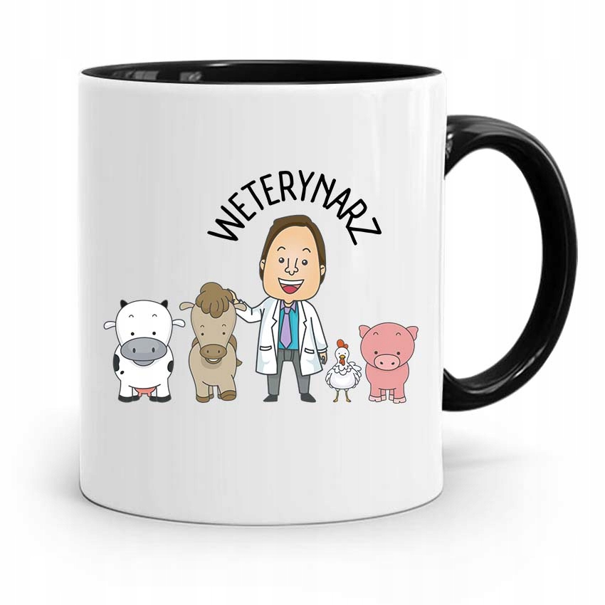 Kubek Czarny Dla Weterynarza Najlepszy Weterynarz Z Nadrukiem Ze Zdjęciem