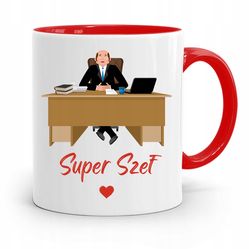 Kubek Czerwony Dla Szefa Super Szef Prezent Z Nadrukiem Ze Zdjęciem