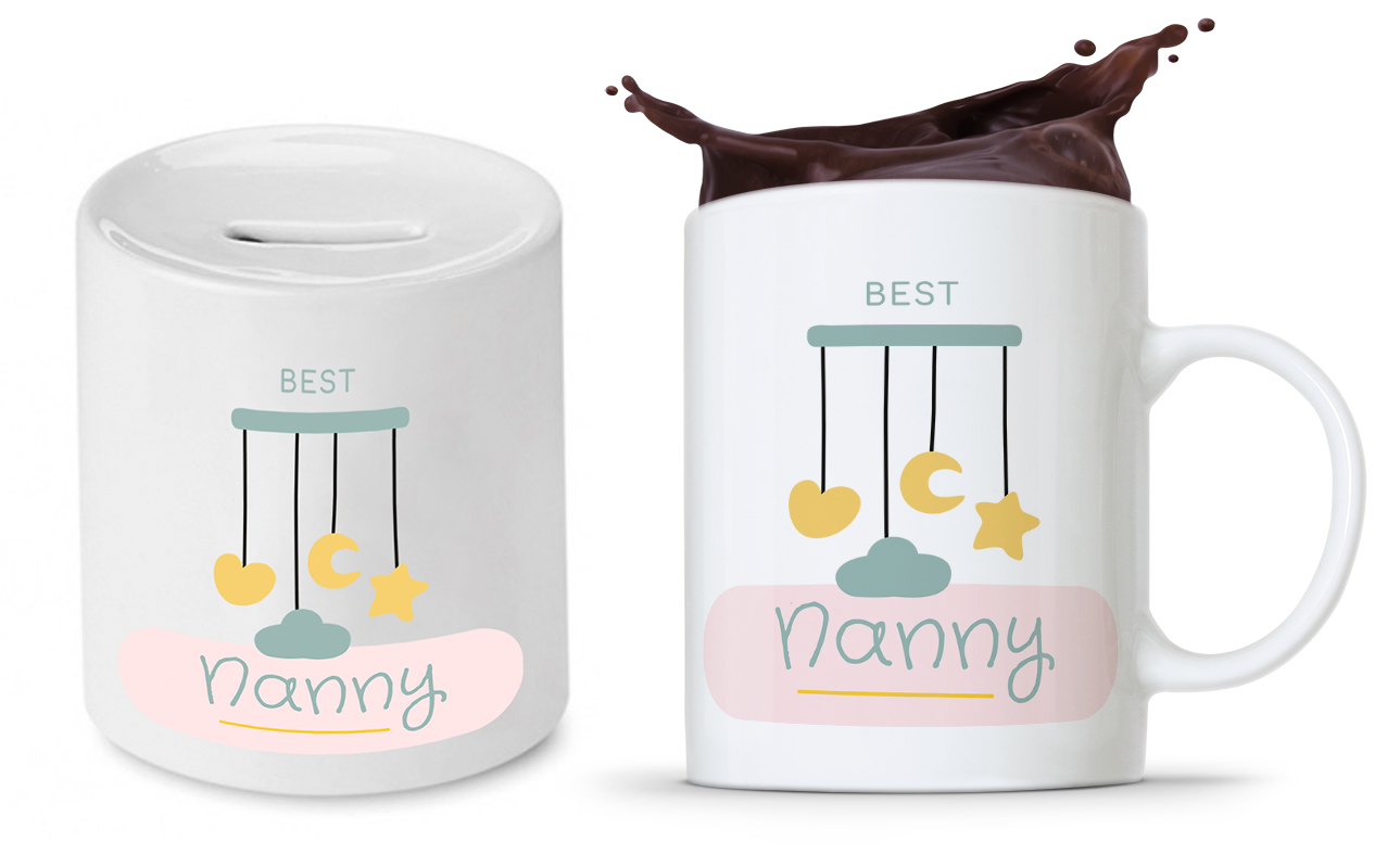 Zestaw Dla Niani Opiekunki Kubek + Skarbonka Z Nadrukiem Ze Zdjęciem
