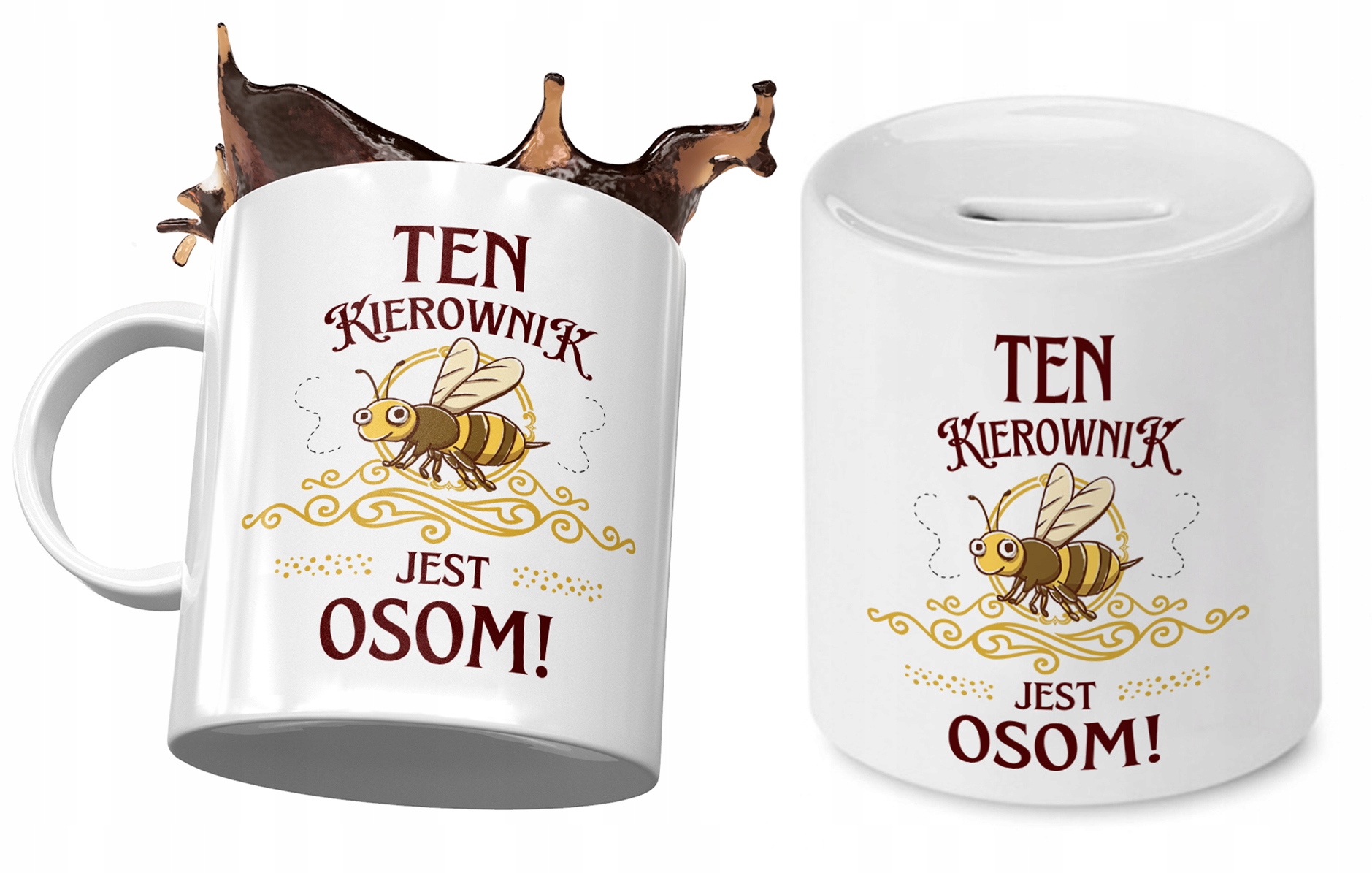 Dla Kierownika Zestaw Kubek + Skarbonka Na Prezent Z Nadrukiem Ze Zdjęciem