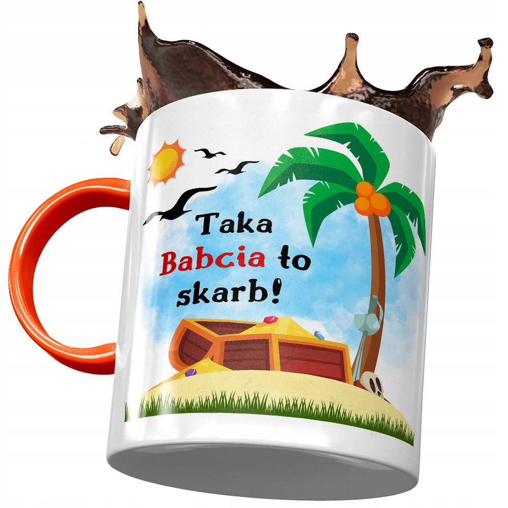 Kubek Pomarańczowy Dla Babci Babuni Na Dzień Babci Z Nadrukiem Ze Zdjęciem