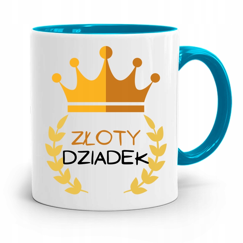 Kubek Błękitny Dzień Dziadka Złoty Gold Dziadek Z Nadrukiem Ze Zdjęciem