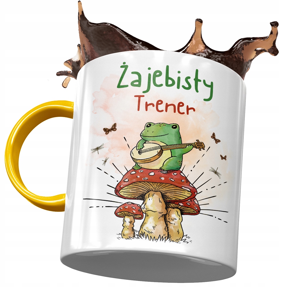 Kubek Żółty Dla Trenera Żajebisty Trener Prezent Z Nadrukiem Ze Zdjęciem