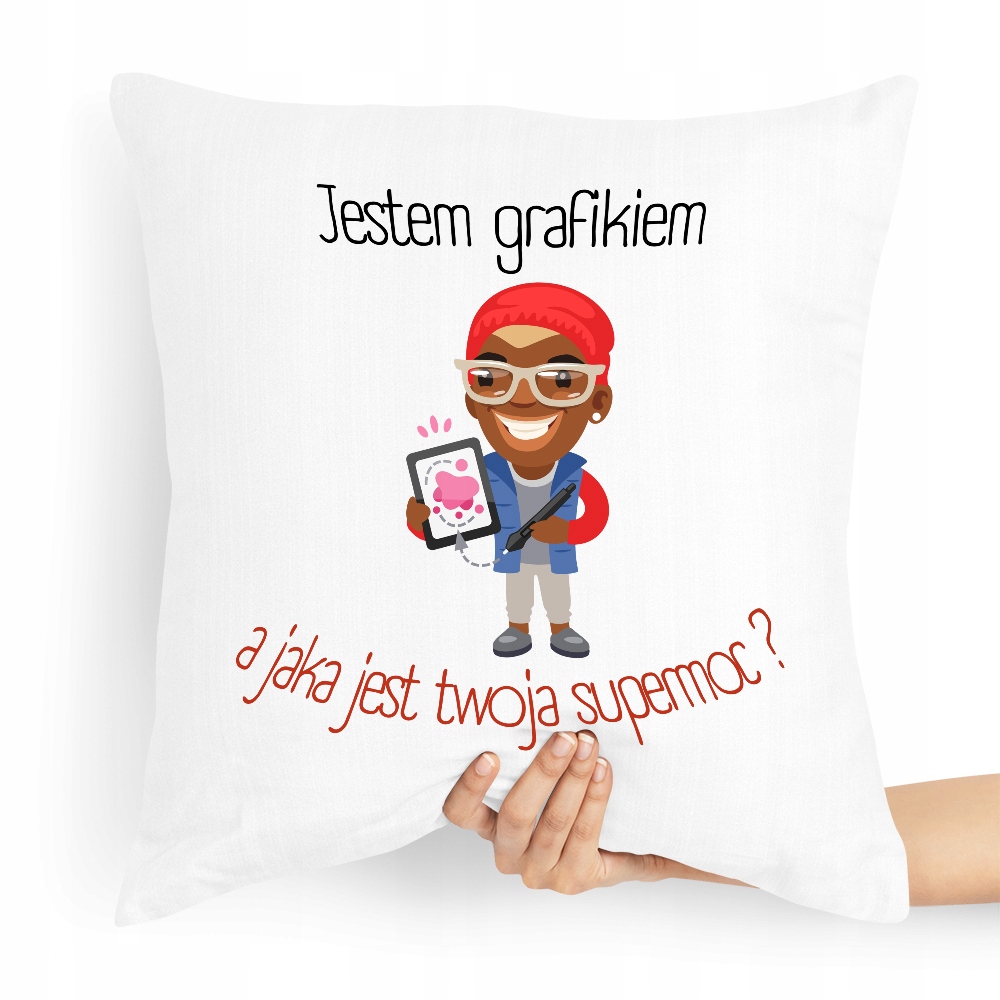 Poduszka Dla Grafika A Jaka Jest Twoja Supermoc? Z Nadrukiem Ze Zdjęciem