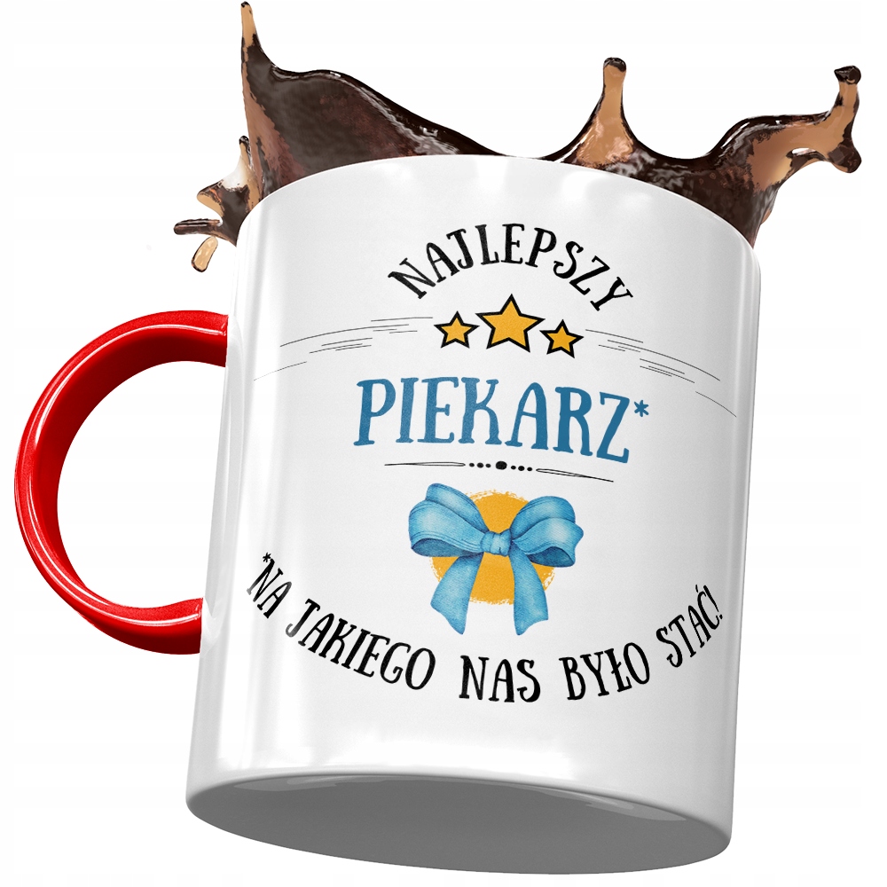 Kubek Czerwony Dla Piekarza Najlepszy Piekarz Z Nadrukiem Ze Zdjęciem