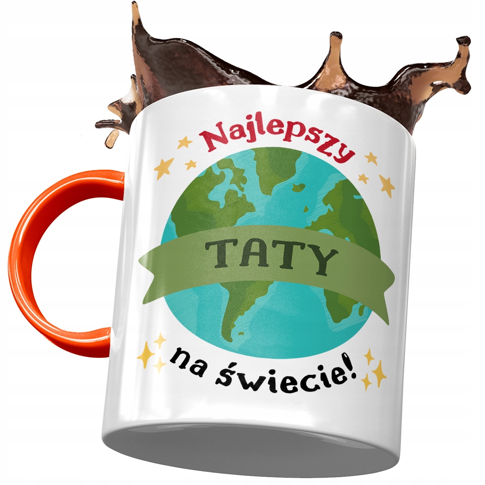 Kubek Pomarańczowy Dla Taty Ojca Na Dzień Taty Z Nadrukiem Ze Zdjęciem