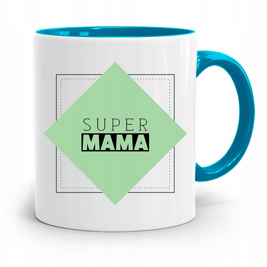 Kubek Błękitny Dla Mamy Matki Super Mama Prezent Z Nadrukiem Ze Zdjęciem