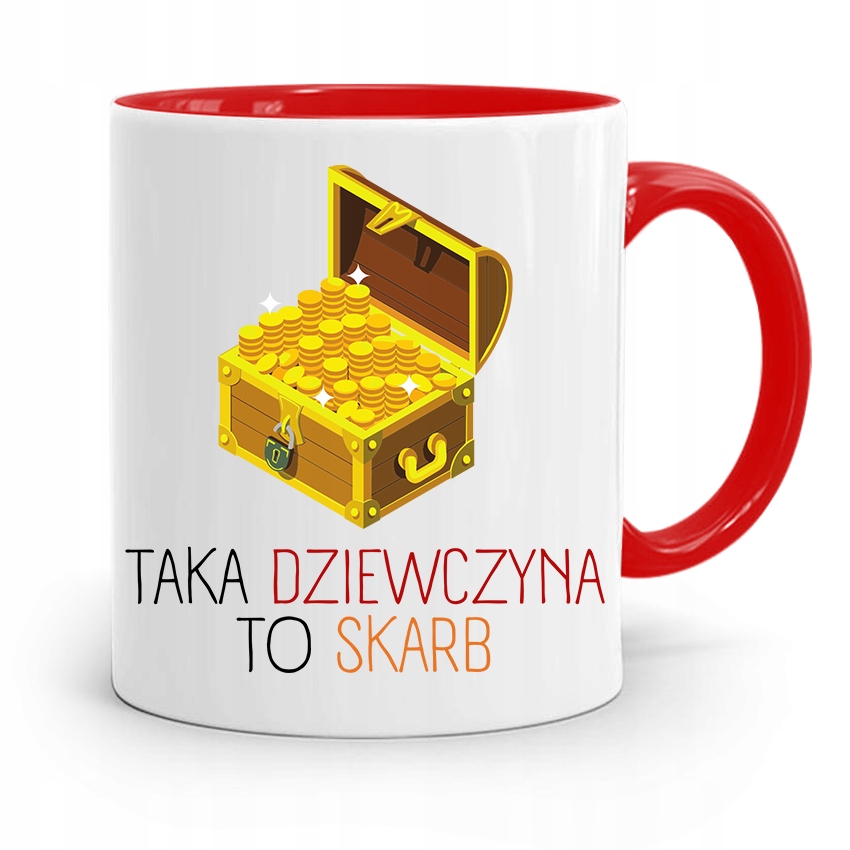Kubek Czerwony Dla Dziewczyny Dziewczyna To Skarb Z Nadrukiem Ze Zdjęciem