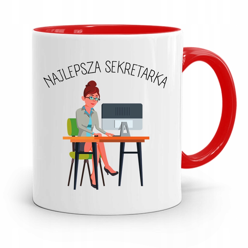 Kubek Czerwony Prezent Dla Najlepszej Sekretarki Z Nadrukiem Ze Zdjęciem