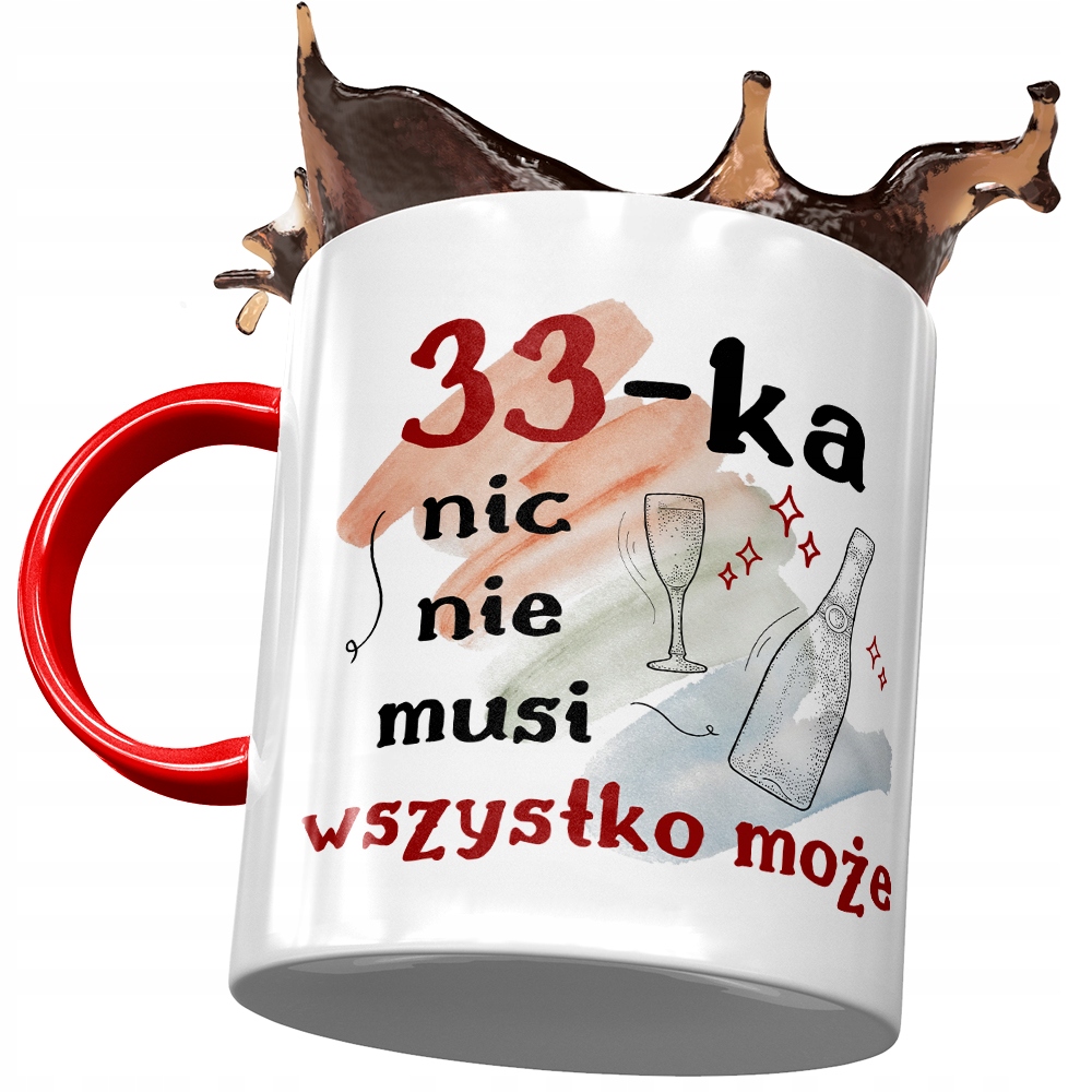 Kubek Czerwony Na Urodziny 33 33Cie 33-Cie Prezent Z Nadrukiem Ze Zdjęciem
