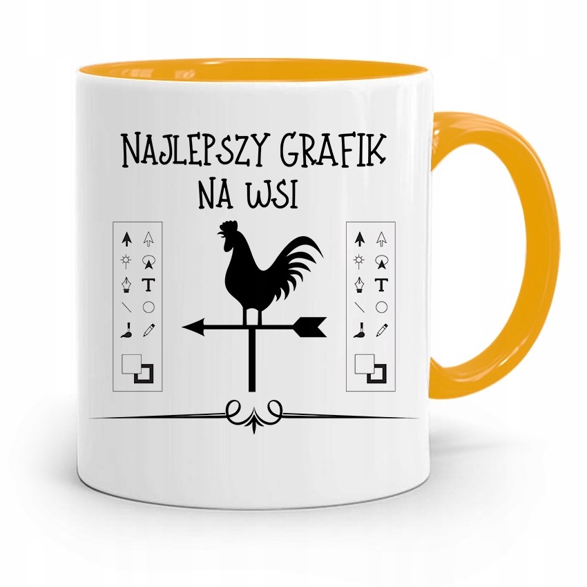 Kubek Żółty Prezent Dla Najlepszego Grafika Na Wsi Z Nadrukiem Ze Zdjęciem