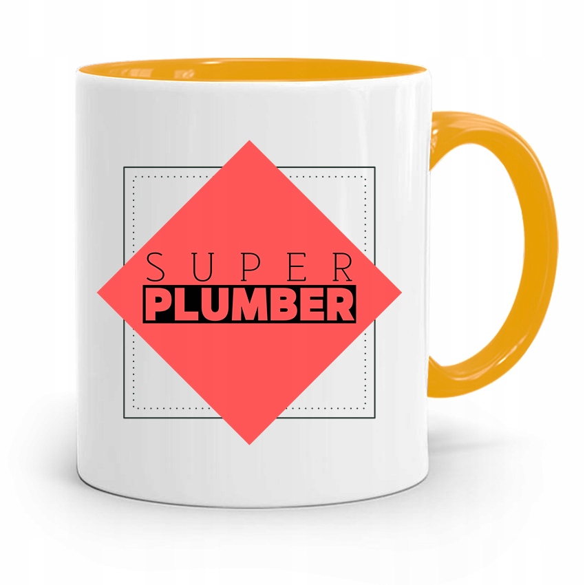 Kubek Żółty Prezent Dla Hydraulika Super Plumber Z Nadrukiem Ze Zdjęciem