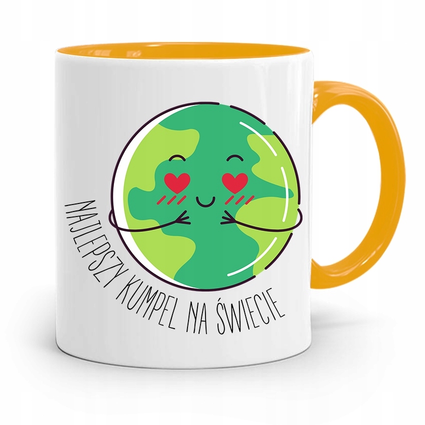 Kubek Żółty Dla Przyjaciela Najlepszy Na Świecie Z Nadrukiem Ze Zdjęciem