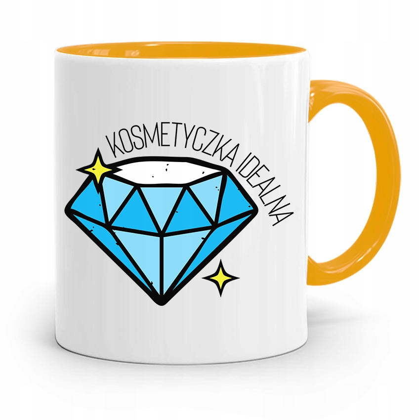 Kubek Żółty Dla Kosmetyczki Kosmetyczka Idealna Z Nadrukiem Ze Zdjęciem