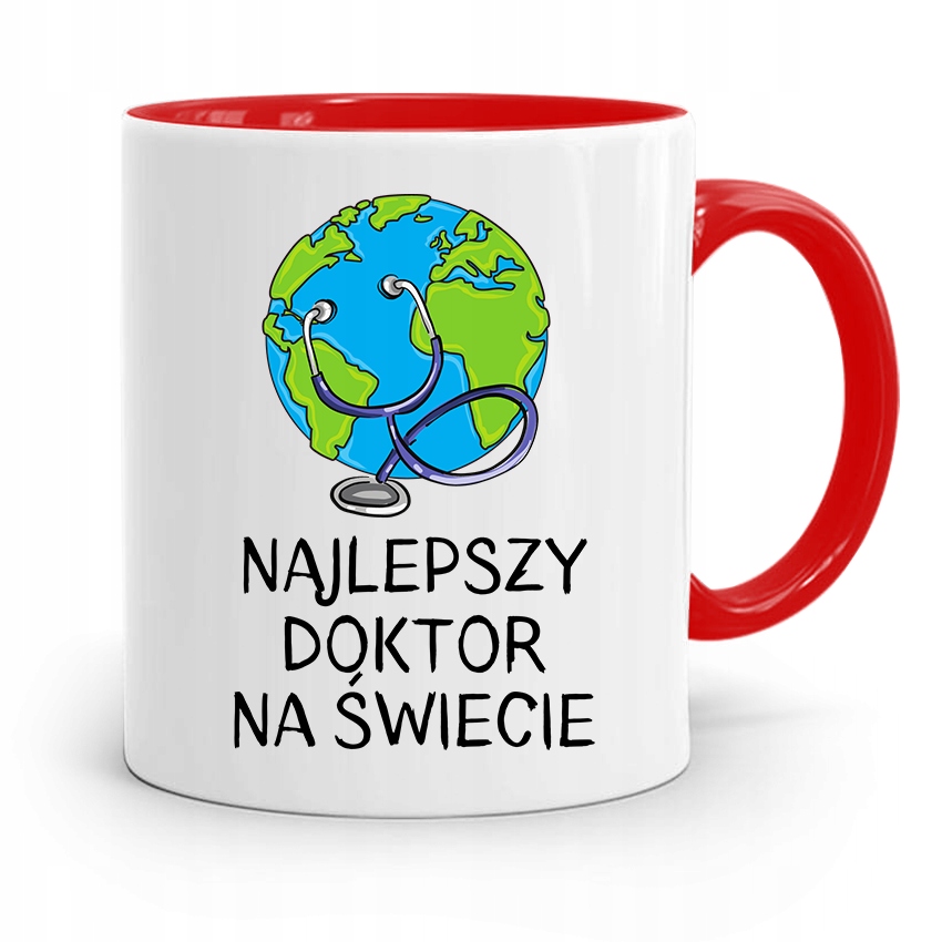 Kubek Czerwony Dla Doktora Najlepszy Na Świecie Z Nadrukiem Ze Zdjęciem
