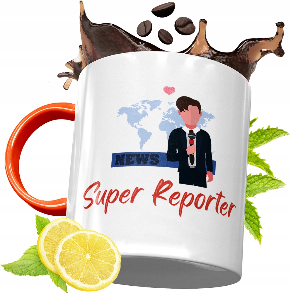 Kubek Pomarańczowy Dla Dziennikarza Prezent Z Nadrukiem Ze Zdjęciem