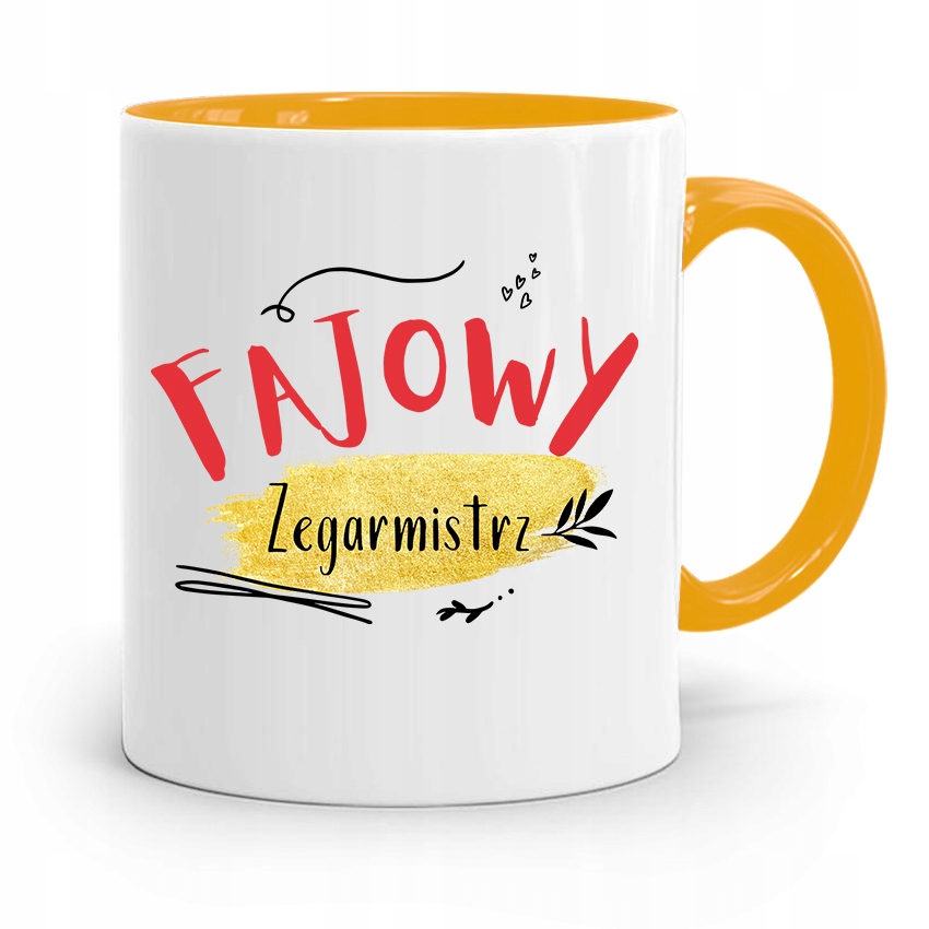 Kubek Żółty Dla Zegarmistrza Fajowy Zegarmistrz Z Nadrukiem Ze Zdjęciem