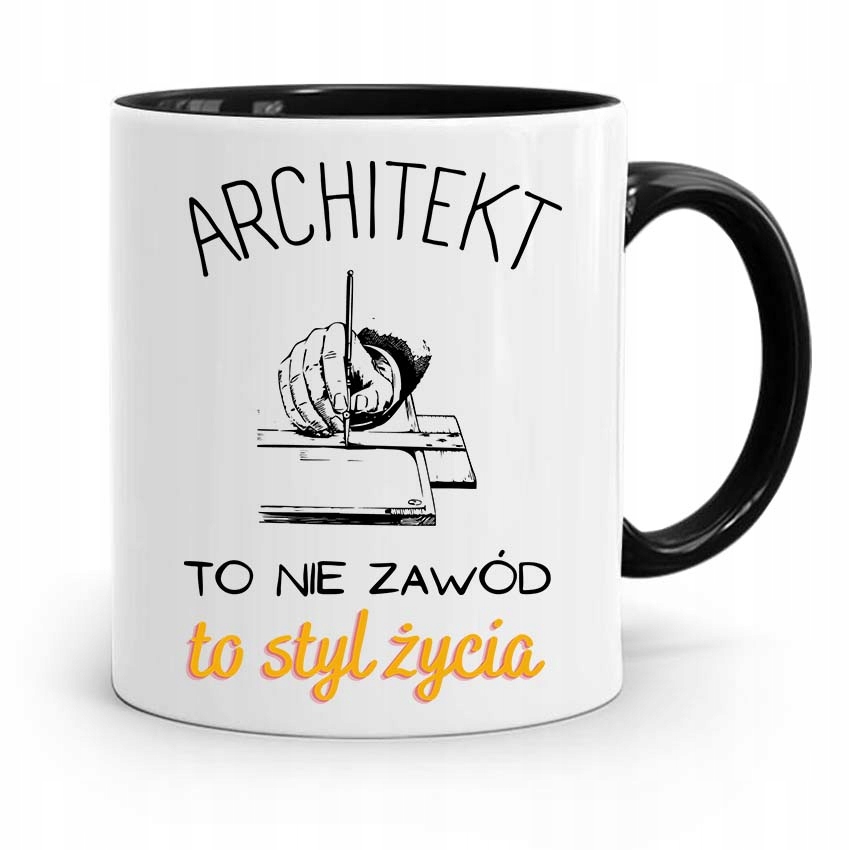 Kubek Czarny Architekta To Nie Zawód To Styl Życia Z Nadrukiem Ze Zdjęciem