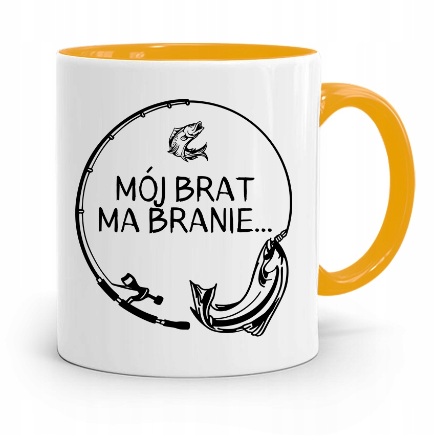 Kubek Żółty Prezent Dla Brata Mój Brat Ma Branie Z Nadrukiem Ze Zdjęciem