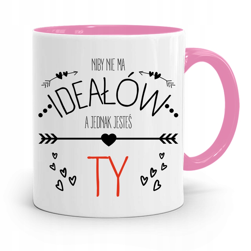 Kubek Różowy Dla Dziewczyny Żony Nie Ma Ideałów Z Nadrukiem Ze Zdjęciem