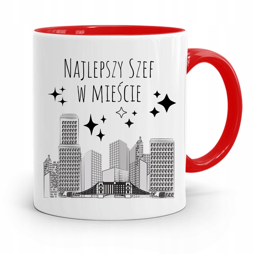 Kubek Czerwony Dla Szefa Najlepszy Szef W Mieście Z Nadrukiem Ze Zdjęciem