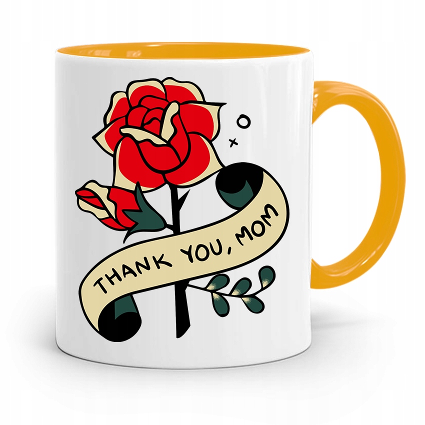 Kubek Żółty Prezent Dla Mamy Matki Thank You Mom Z Nadrukiem Ze Zdjęciem