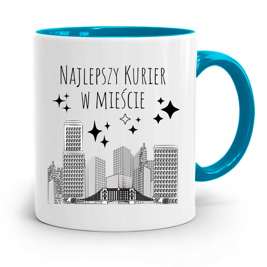 Kubek Błękitny Dla Kuriera Najlepszy W Mieście Z Nadrukiem Ze Zdjęciem