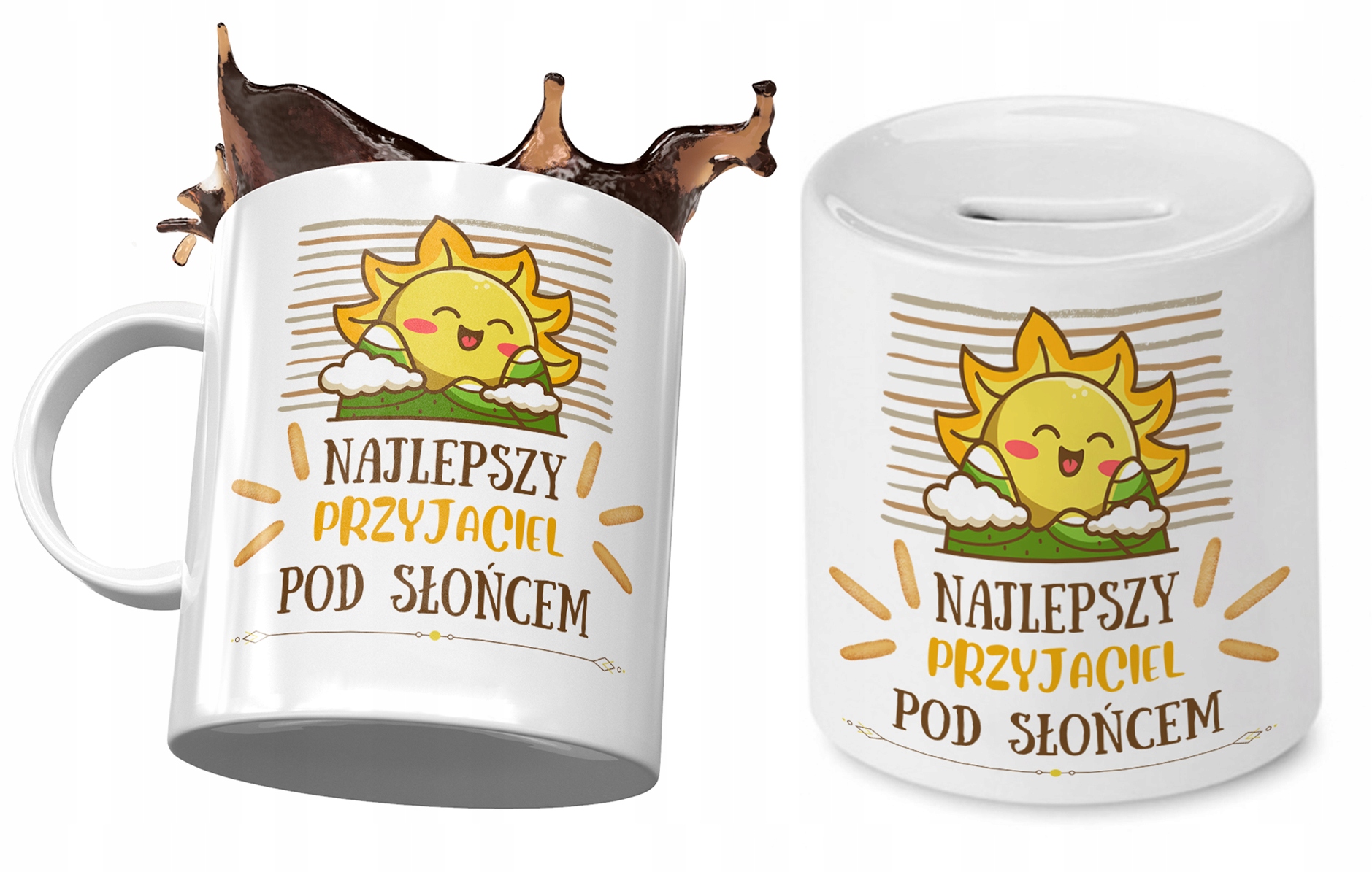 Przyjaciela Zestaw Kubek + Skarbonka Na Prezent Z Nadrukiem Ze Zdjęciem