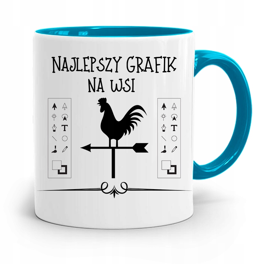 Kubek Błękitny Dla Grafika Najlepszy Grafik We Wsi Z Nadrukiem Ze Zdjęciem