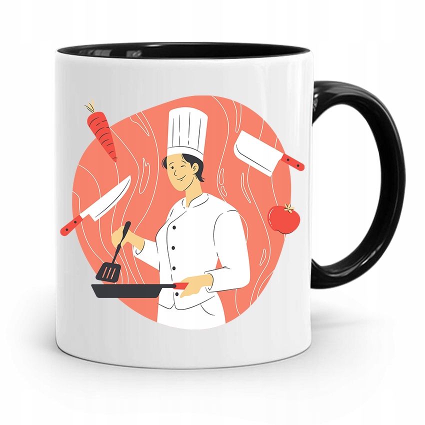 Kubek Czarny Prezent Dla Kucharza Kucharki Cook Z Nadrukiem Ze Zdjęciem