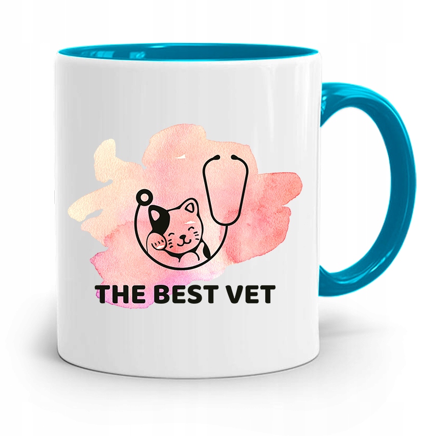 Kubek Błękitny Weterynarza The Best Vet Prezent Z Nadrukiem Ze Zdjęciem