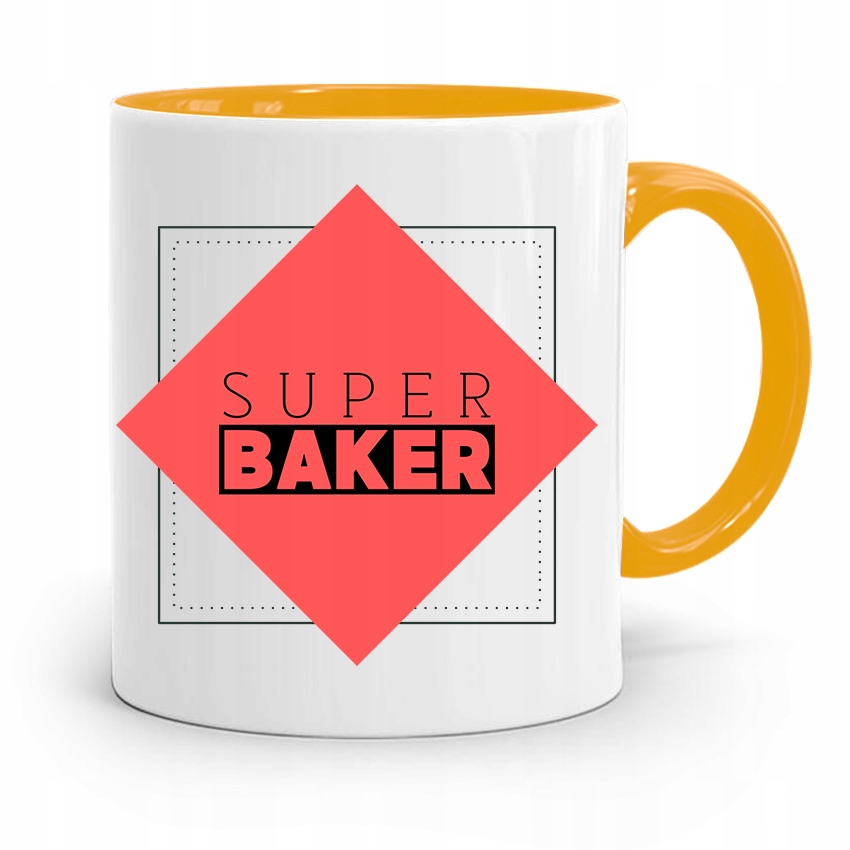 Kubek Żółty Dla Piekarza Super Baker Prezent Z Nadrukiem Ze Zdjęciem