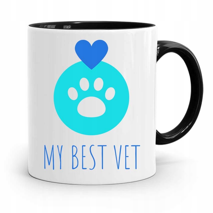 Kubek Czarny Prezent Dla Weterynarza My Best Vet Z Nadrukiem Ze Zdjęciem