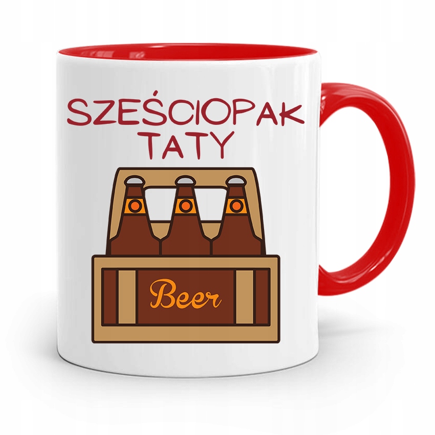 Kubek Czerwony Dla Taty Ojca Sześciopak Taty Z Nadrukiem Ze Zdjęciem