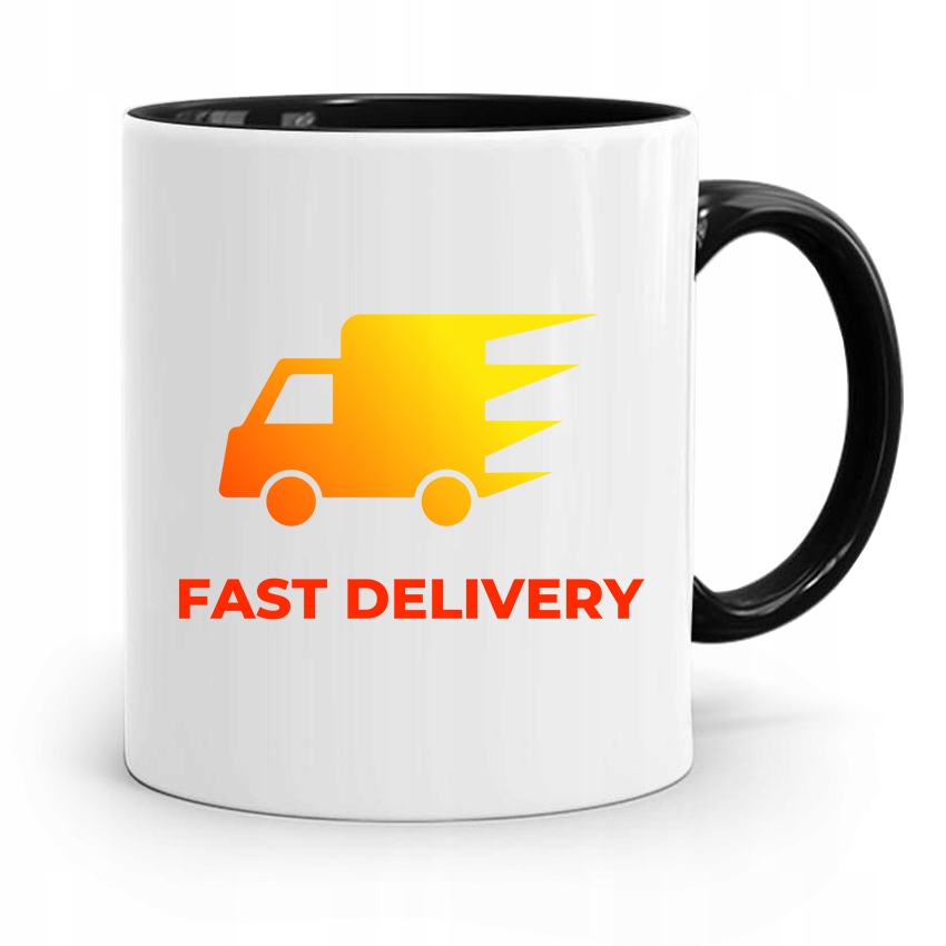 Kubek Czarny Dla Kuriera Fast Delivery Prezent Z Nadrukiem Ze Zdjęciem