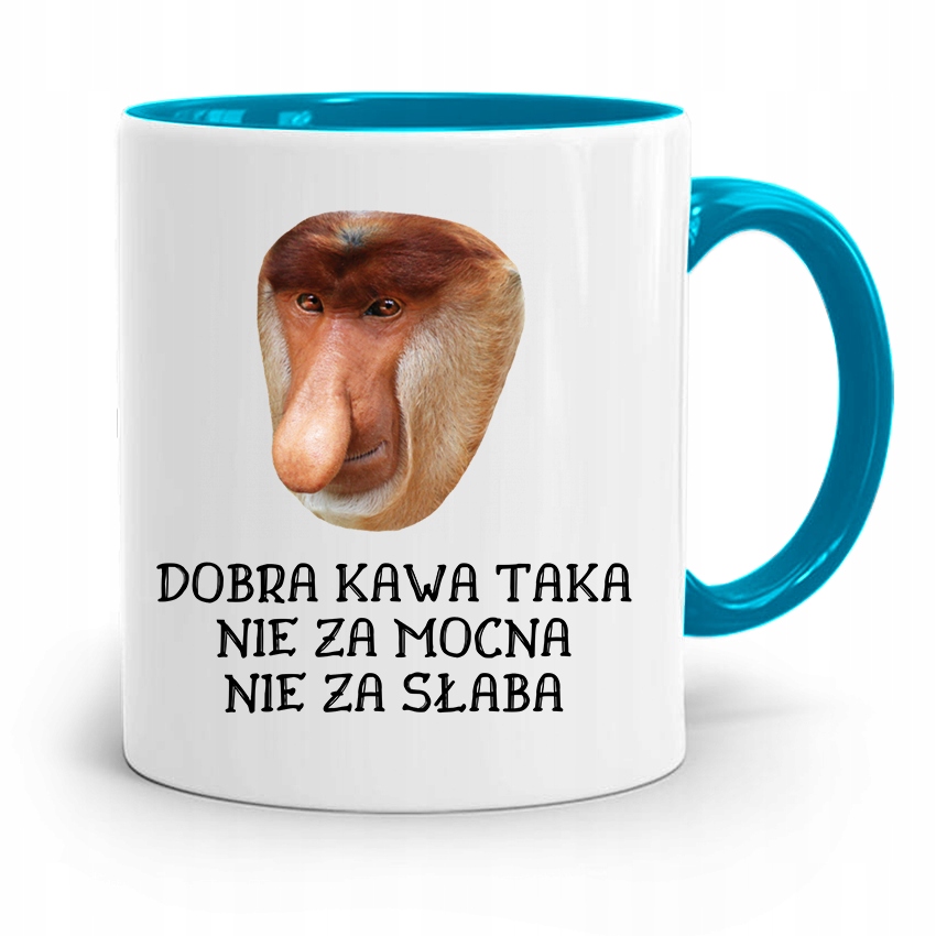 Kubek Błękitny Nosacz Janusz Dobra Kawa Prezent Z Nadrukiem Ze Zdjęciem