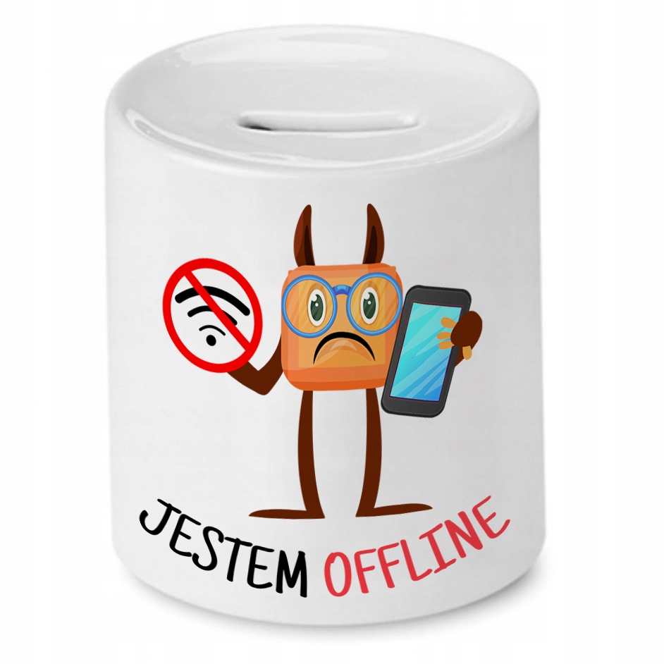 Skarbonka Informatyka Proramisty Jestem Offline Z Nadrukiem Ze Zdjęciem