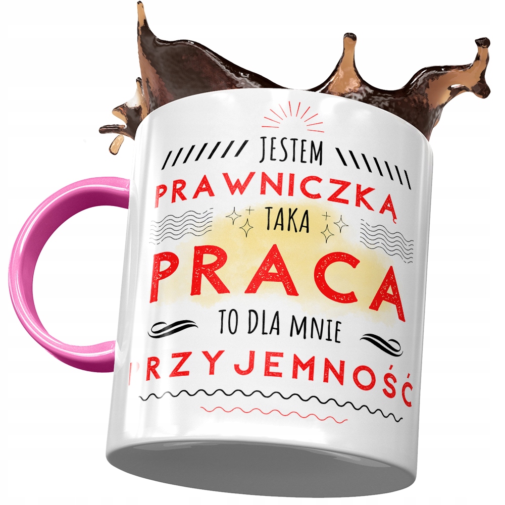 Kubek Różowy Dla Prawniczki Dla Mnie Przyjemność Z Nadrukiem Ze Zdjęciem