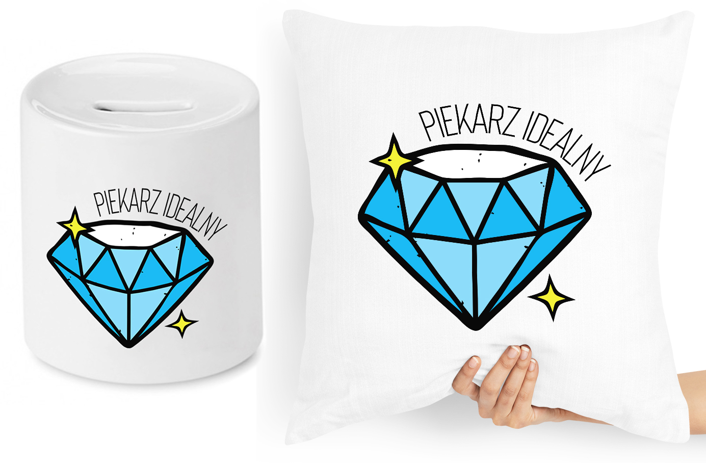 Dla Piekarza Zestaw Poduszka + Skarbonka Prezent Z Nadrukiem Ze Zdjęciem