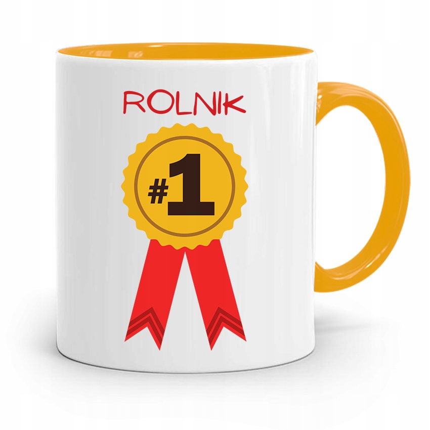 Dla Rolnika Kubek Zółty Rolnik Numer Jeden Prezent Z Nadrukiem Ze Zdjęciem