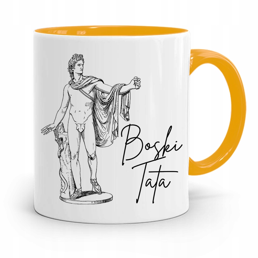 Kubek Żółty Prezent Dzień Ojca Dla Taty Boski Tata Z Nadrukiem Ze Zdjęciem