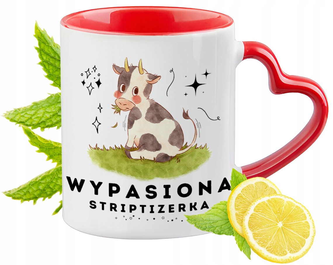 Kubek Czerwony Z Uszkiem W Kształcie Serca Dla Striptizerki Na Prezent