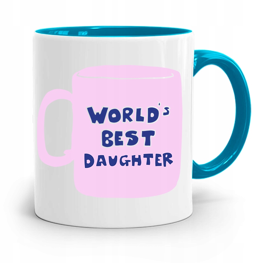 Kubek Błękitny Dla Córki World's Best Daughter Z Nadrukiem Ze Zdjęciem