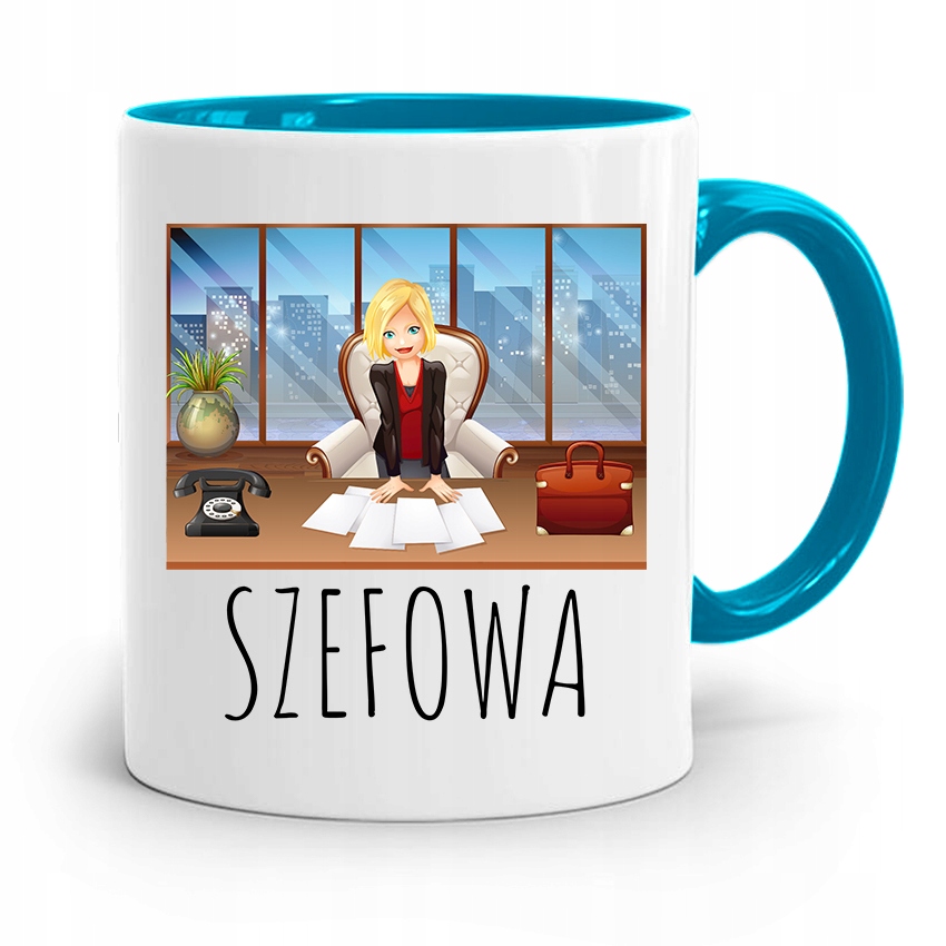Kubek Błękitny Dla Szefa Szefowa Prezent Z Nadrukiem Ze Zdjęciem