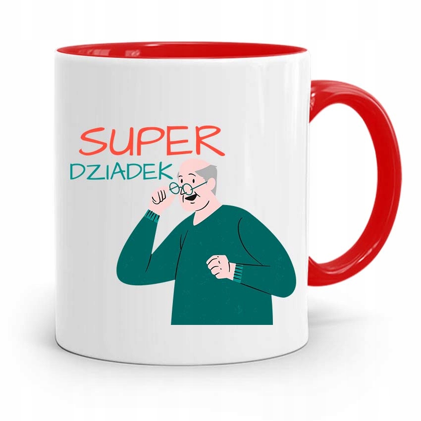 Kubek Czerwony Na Dzień Dziadka Super Dziadek Z Nadrukiem Ze Zdjęciem