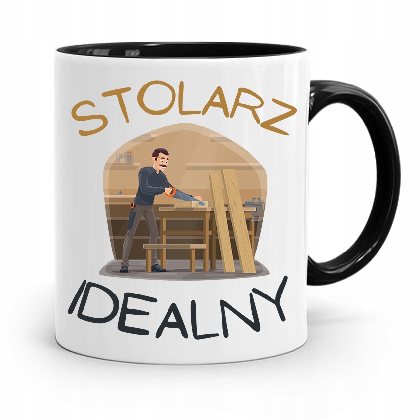 Kubek Czarny Prezent Dla Stolarza Stolarz Idealny Z Nadrukiem Ze Zdjęciem