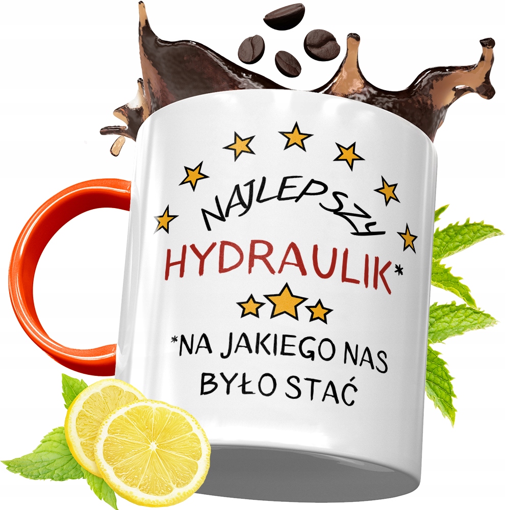 Kubek Pomarańczowy Dla Hydraulika Prezent Z Nadrukiem Ze Zdjęciem